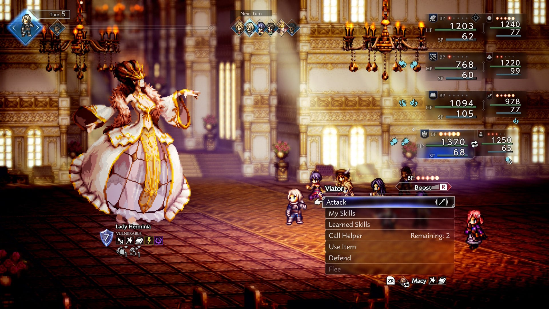 Sprite warriors fight a boss. 